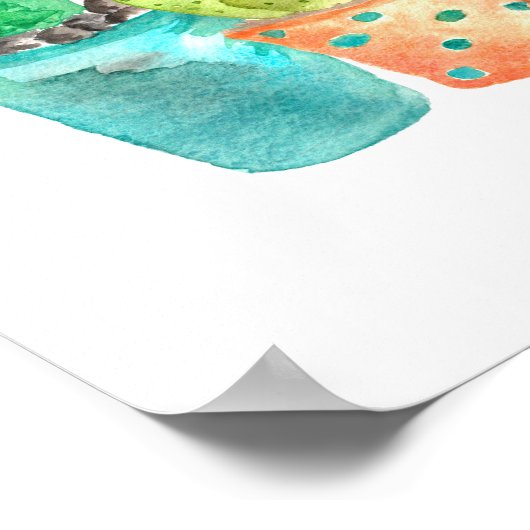 Waterverf Cactus Wall Art Poster (Hoek)