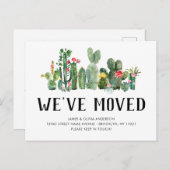Waterverf Cactus We hebben Boho New Home Moving Aankondigingskaart (Voorkant / Achterkant)