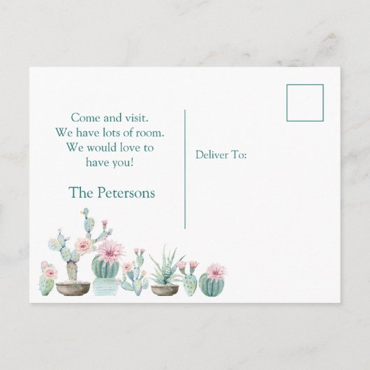 Waterverf Cactus We hebben Briefkaart verplaatst (Achterkant)