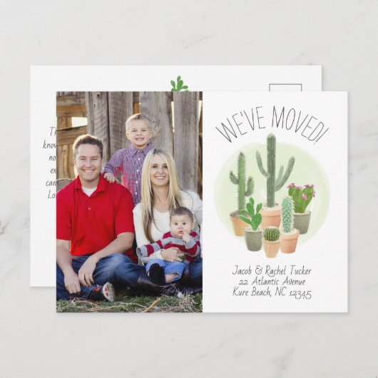 Waterverf Cactus We hebben de aankondiging verplaa Briefkaart (Voorkant / Achterkant)