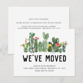 Waterverf Cactus We hebben New Home Cute Moving Aankondiging (Voorkant / Achterkant)