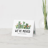 Waterverf Cactus We hebben New Home Cute Moving Aankondiging (Voorkant)