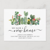 Waterverf Cactus We hebben New Home Cute Moving Aankondigingskaart (Voorkant)