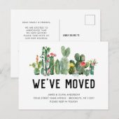 Waterverf Cactus We hebben New Home Cute Moving Aankondigingskaart (Voorkant / Achterkant)