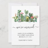 Waterverf Cactus We hebben New Home Moving Aankondiging (Voorkant)