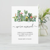 Waterverf Cactus We hebben New Home Moving Aankondiging (Staand voorkant)