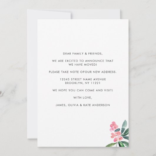 Waterverf Cactus We hebben New Home Moving Aankondiging (Achterkant)