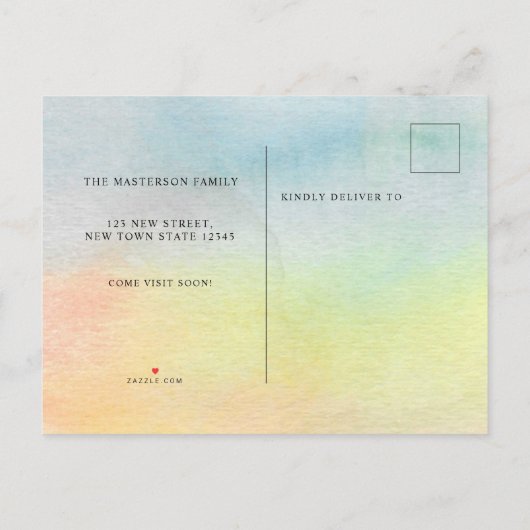 Waterverf cactus We hebben verhuisd nieuw huis ver Aankondigingskaart (Achterkant)