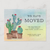 Waterverf cactus We hebben verhuisd nieuw huis ver Aankondigingskaart (Voorkant)