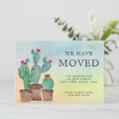 Waterverf cactus We hebben verplaatst Aankondiging (Staand voorkant)