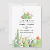Waterverf Cactus Wedding Foto Save The Date (Voorkant)