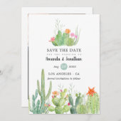 Waterverf Cactus Wedding Foto Save The Date (Voorkant / Achterkant)