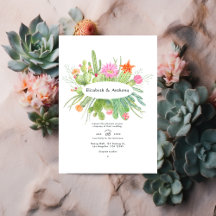 Waterverf Cactus Wedding