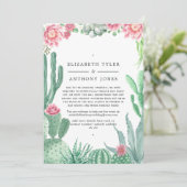 Waterverf Cactus Wedding Reduced Guest List Aankondiging (Staand voorkant)