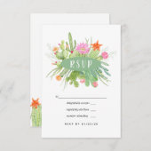Waterverf Cactus Wedding RSVP Kaartje (Voorkant / Achterkant)