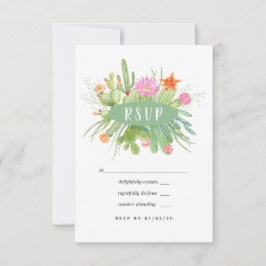 Waterverf Cactus Wedding RSVP Kaartje
