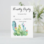 Waterverf Cactus Wedding RSVP-reactiekaart RSVP Kaartje (Staand voorkant)