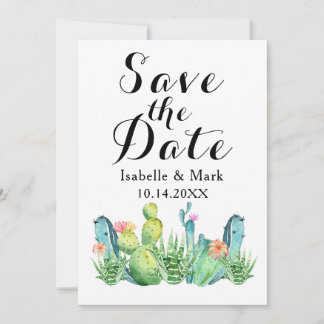 Waterverf Cactus Wedding Save the Date Card