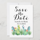 Waterverf Cactus Wedding Save the Date Card (Voorkant)
