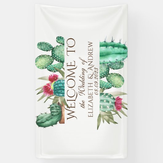 Waterverf Cactus Wedding Spandoek (Verticaal)