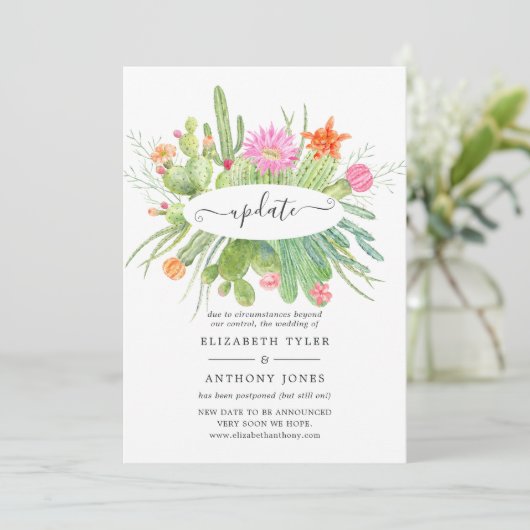 Waterverf Cactus Wedding Update Kaart (Staand voorkant)