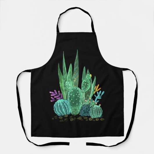 Waterverf, cactus werpen kussen schort (Voorkant)