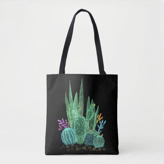 Waterverf, cactus werpen kussen tote bag (Voorkant)