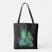 Waterverf, cactus werpen kussen tote bag (Achterkant)