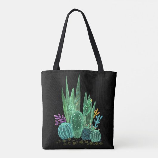 Waterverf, cactus werpen kussen tote bag (Achterkant)
