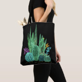 Waterverf, cactus werpen kussen tote bag (Dichtbij)
