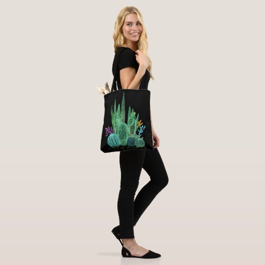Waterverf, cactus werpen kussen tote bag (Op model)