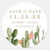 Waterverf Cactus Woestijn Save the Date Favor Ronde Sticker (Voorkant)
