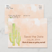Waterverf Cactus Zuidwest Save The Date Aankondigingskaart (Voorkant / Achterkant)