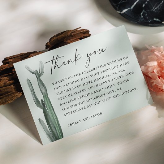 Waterverf Cactus | Zuidwestelijke Botanische bruil Bedankkaart