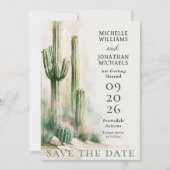 Waterverf Cactus Zuidwestelijke Woestijn Huwelijk Save The Date (Voorkant)