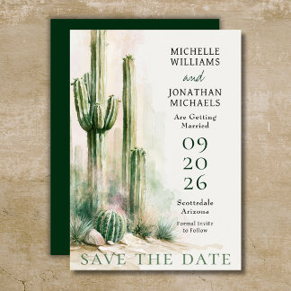 Waterverf Cactus Zuidwestelijke Woestijn Huwelijk Save The Date