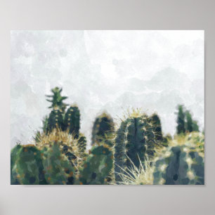 Waterverf cactusdruk   10x8 poster
