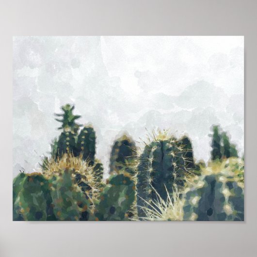 Waterverf cactusdruk | 10x8 poster (Voorkant)