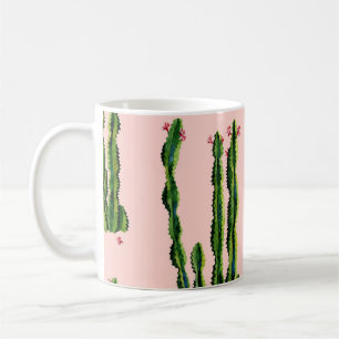 Waterverf Cactussen: bloeiend naadloos patroon Koffiemok