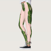 Waterverf Cactussen: bloeiend naadloos patroon Leggings (Links)