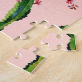 Waterverf Cactussen: bloeiend naadloos patroon Legpuzzel (Zijkant)