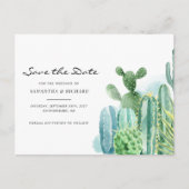 Waterverf Cactussen Botanische Bruiloft Save the D Aankondigingskaart (Voorkant)