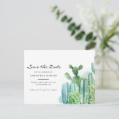 Waterverf Cactussen Botanische Bruiloft Save the D Aankondigingskaart (Staand voorkant)