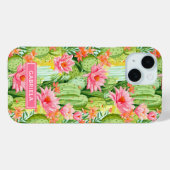 Waterverf Cactussen met Bloemen Gepersonaliseerd Case-Mate iPhone Case (Achterkant (horizontaal))