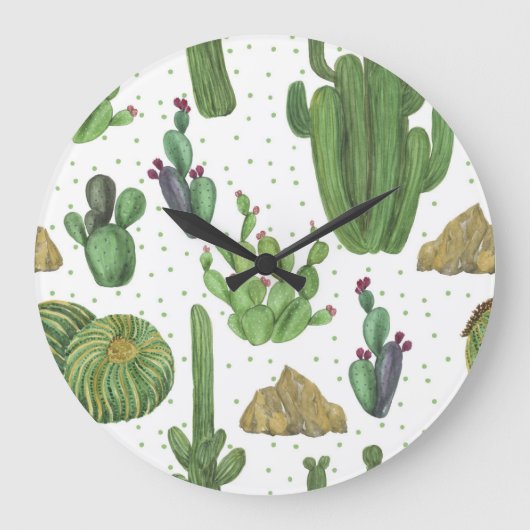 Waterverf cactussen, naadloos natuurlijk patroon. grote klok (Voorkant)