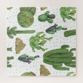 Waterverf cactussen, naadloos natuurlijk patroon. legpuzzel (Horizontaal)