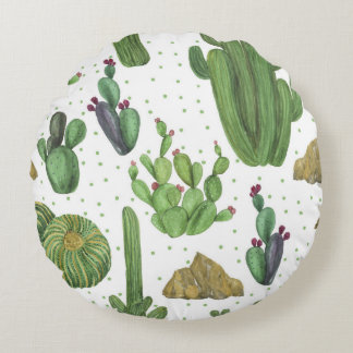 Waterverf cactussen, naadloos natuurlijk patroon. rond kussen