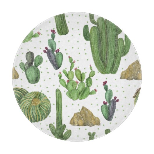 Waterverf cactussen, naadloos natuurlijk patroon. snijplank (Voorkant)