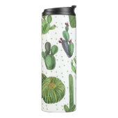 Waterverf cactussen, naadloos natuurlijk patroon. thermosbeker (Gedraaid links)