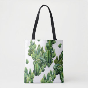 Waterverf Cactussen Naadloze Illustratiepatroon Tote Bag